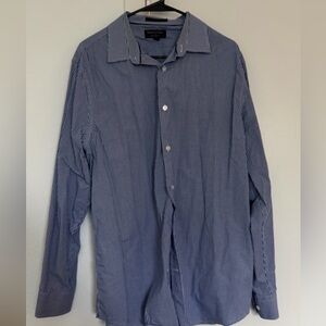 Banana Republic Large Blue Non-Iron Checkered Button-Up Shirt